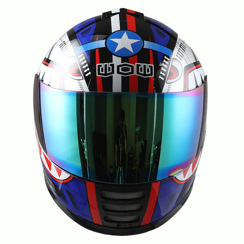 WOW Youth Motorcycle Full Face Helmet Street Bike BMX MX  Kids Shark + MX Skeleton Glove Bundle: HKY-B15