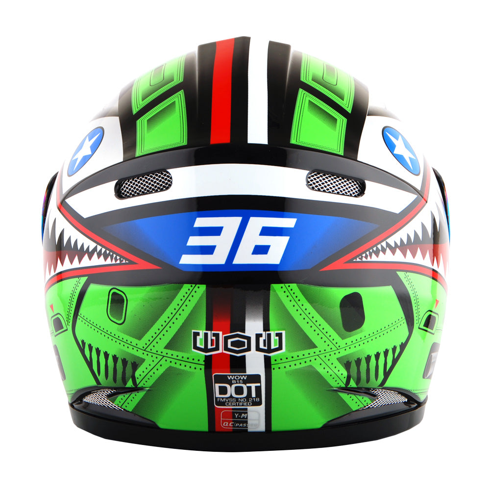 WOW Youth Kids Motorcycle  Street Bike BMX MX Full Face Close Out Helmet: HKY-B15CLS