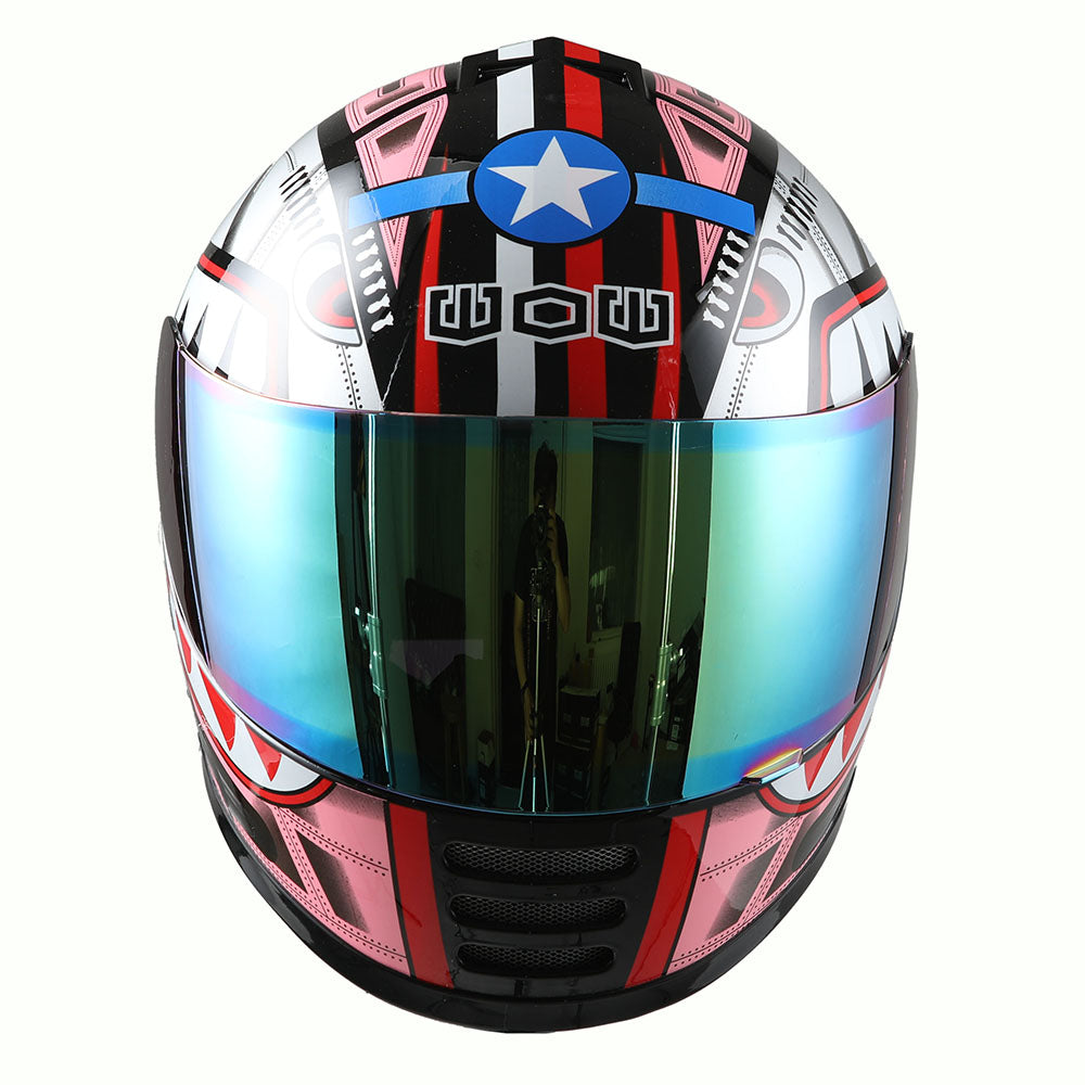 WOW Youth Motorcycle Full Face Helmet Street Bike BMX MX  Kids Shark + MX Skeleton Glove Bundle: HKY-B15