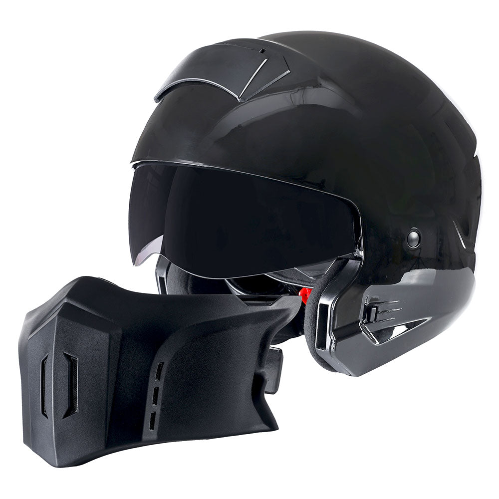 1Storm Motorcycle Full Face Helmet Open Face Knight Classical (Detachable Face Mask): HKY861