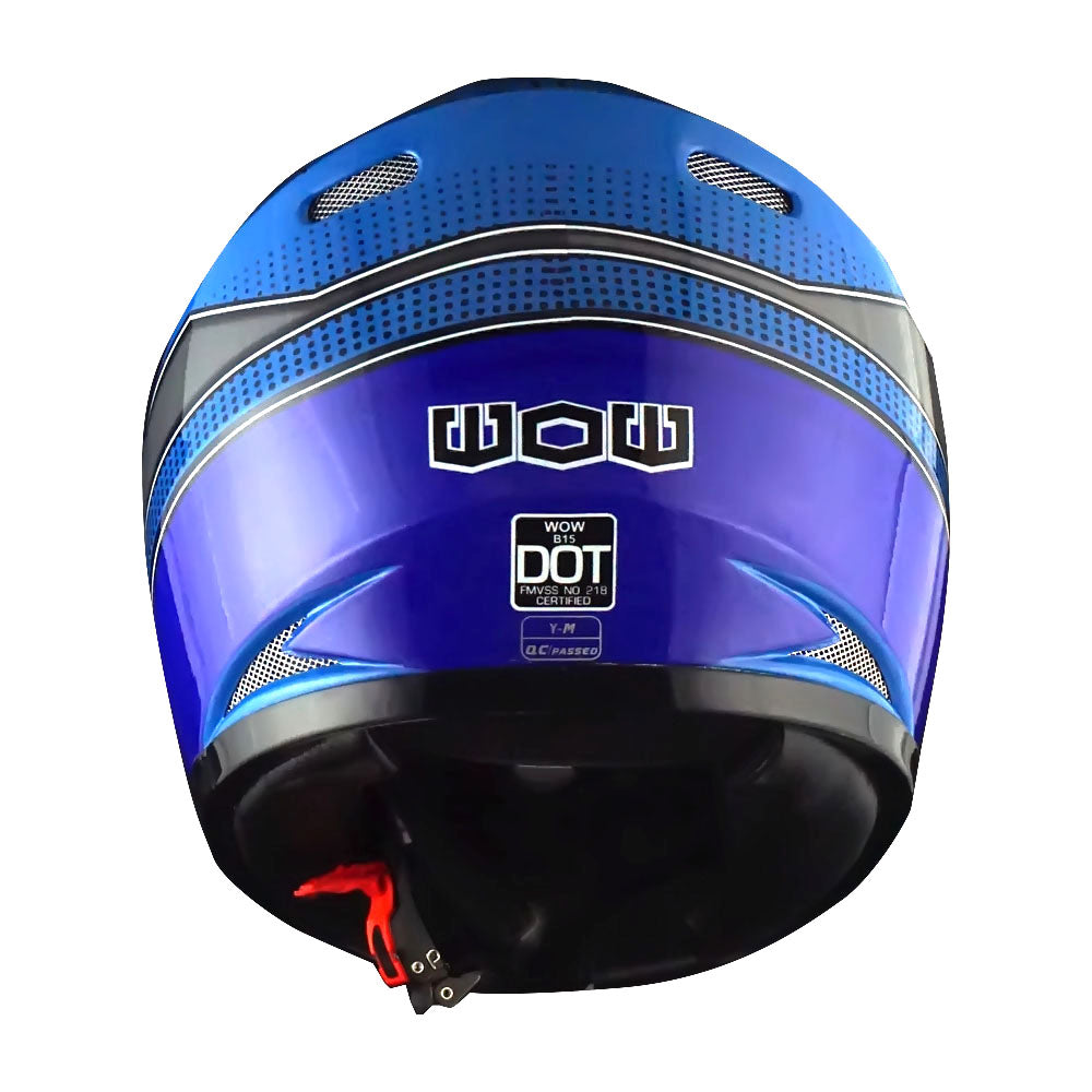 WOW Youth Motorcycle Full Face Helmet Street Bike BMX MX  Kids Shark + MX Skeleton Glove Bundle: HKY-B15