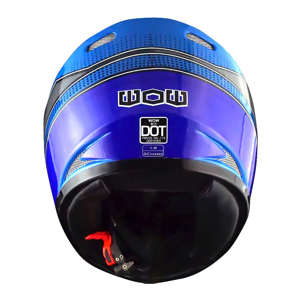 WOW Youth Motorcycle Full Face Helmet Street Bike BMX MX  Kids Shark + MX Skeleton Glove Bundle: HKY-B15