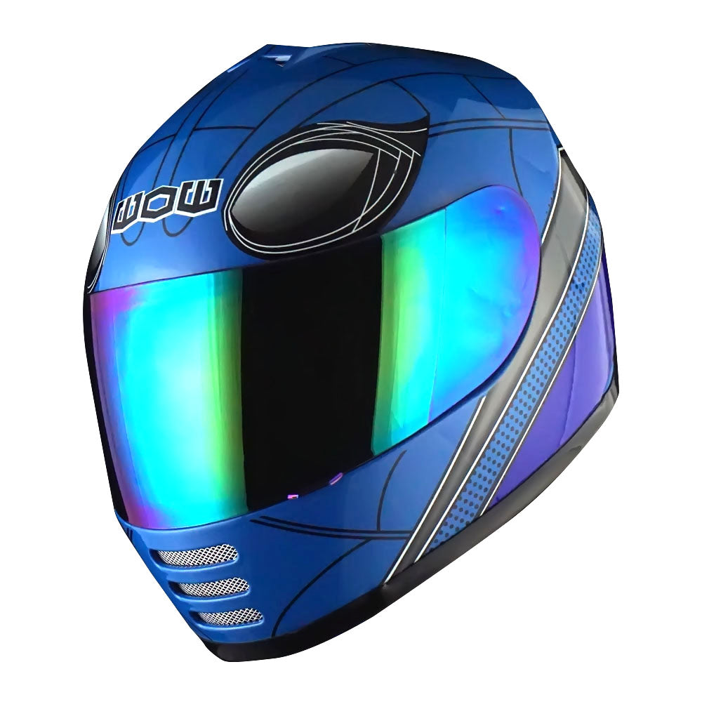 WOW Youth Motorcycle Full Face Helmet Street Bike BMX MX  Kids Shark + MX Skeleton Glove Bundle: HKY-B15
