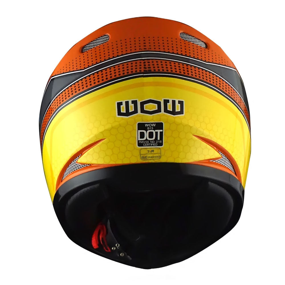 WOW Youth Motorcycle Full Face Helmet Street Bike BMX MX  Kids Shark + MX Skeleton Glove Bundle: HKY-B15