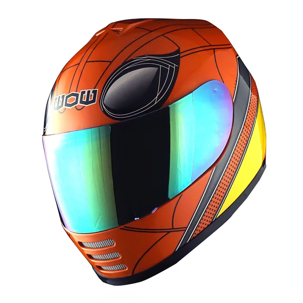 WOW Youth Motorcycle Full Face Helmet Street Bike BMX MX  Kids Shark + MX Skeleton Glove Bundle: HKY-B15