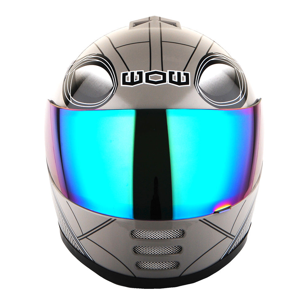 WOW Youth Motorcycle Full Face Helmet Street Bike BMX MX  Kids Shark + MX Skeleton Glove Bundle: HKY-B15