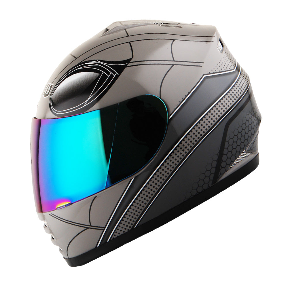 WOW Youth Motorcycle Full Face Helmet Street Bike BMX MX  Kids Shark + MX Skeleton Glove Bundle: HKY-B15