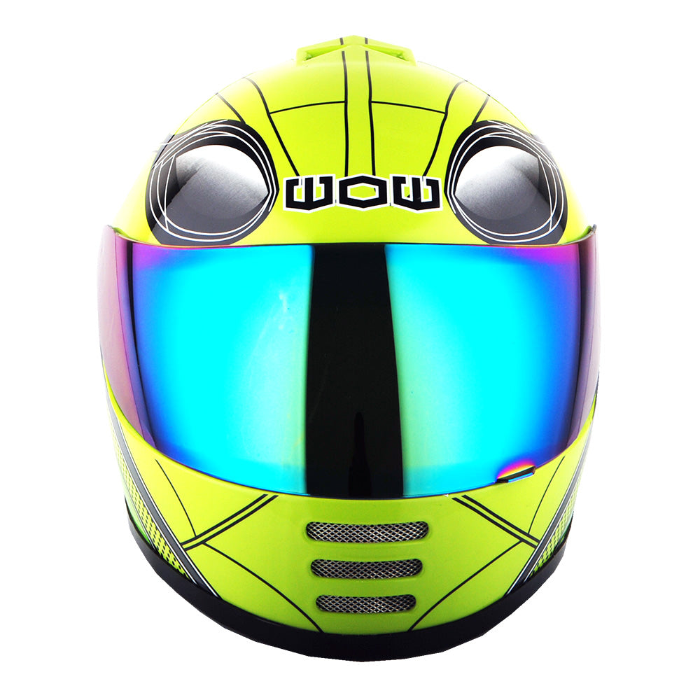 WOW Youth Motorcycle Full Face Helmet Street Bike BMX MX  Kids Shark + MX Skeleton Glove Bundle: HKY-B15