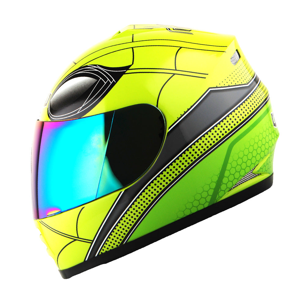 WOW Youth Motorcycle Full Face Helmet Street Bike BMX MX  Kids Shark + MX Skeleton Glove Bundle: HKY-B15