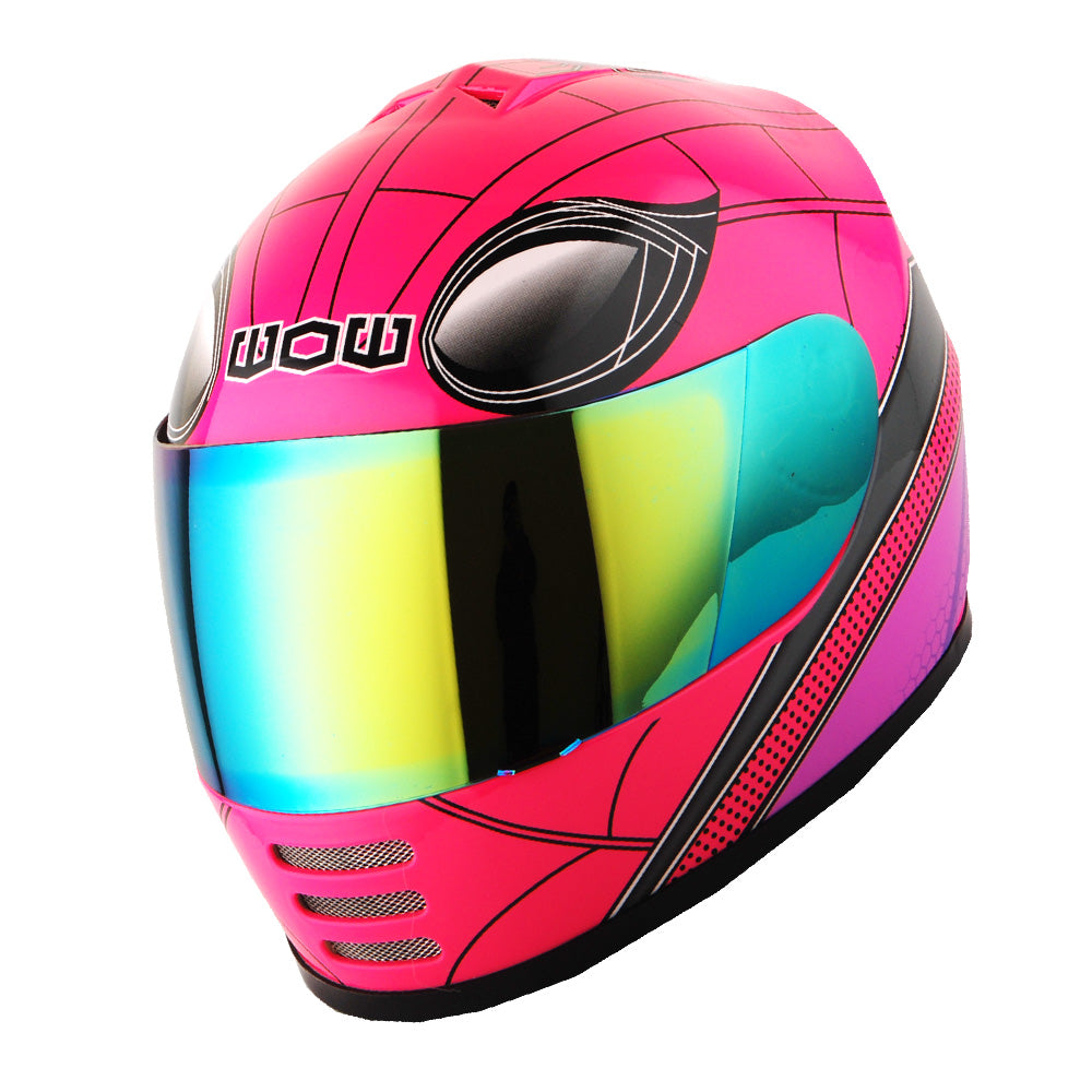 WOW Youth Motorcycle Full Face Helmet Street Bike BMX MX  Kids Shark + MX Skeleton Glove Bundle: HKY-B15