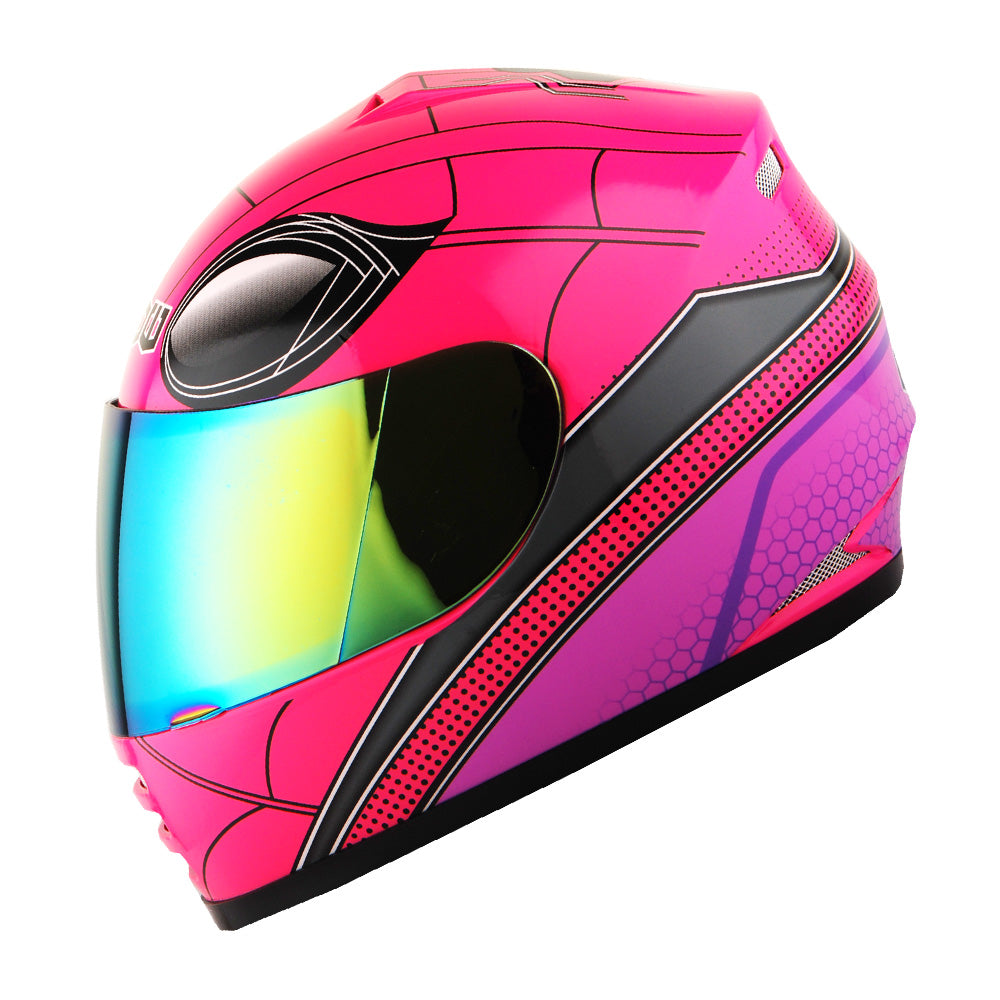 WOW Youth Motorcycle Full Face Helmet Street Bike BMX MX  Kids Shark + MX Skeleton Glove Bundle: HKY-B15