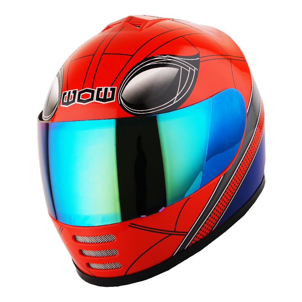 WOW Youth Motorcycle Full Face Helmet Street Bike BMX MX  Kids Shark + MX Skeleton Glove Bundle: HKY-B15