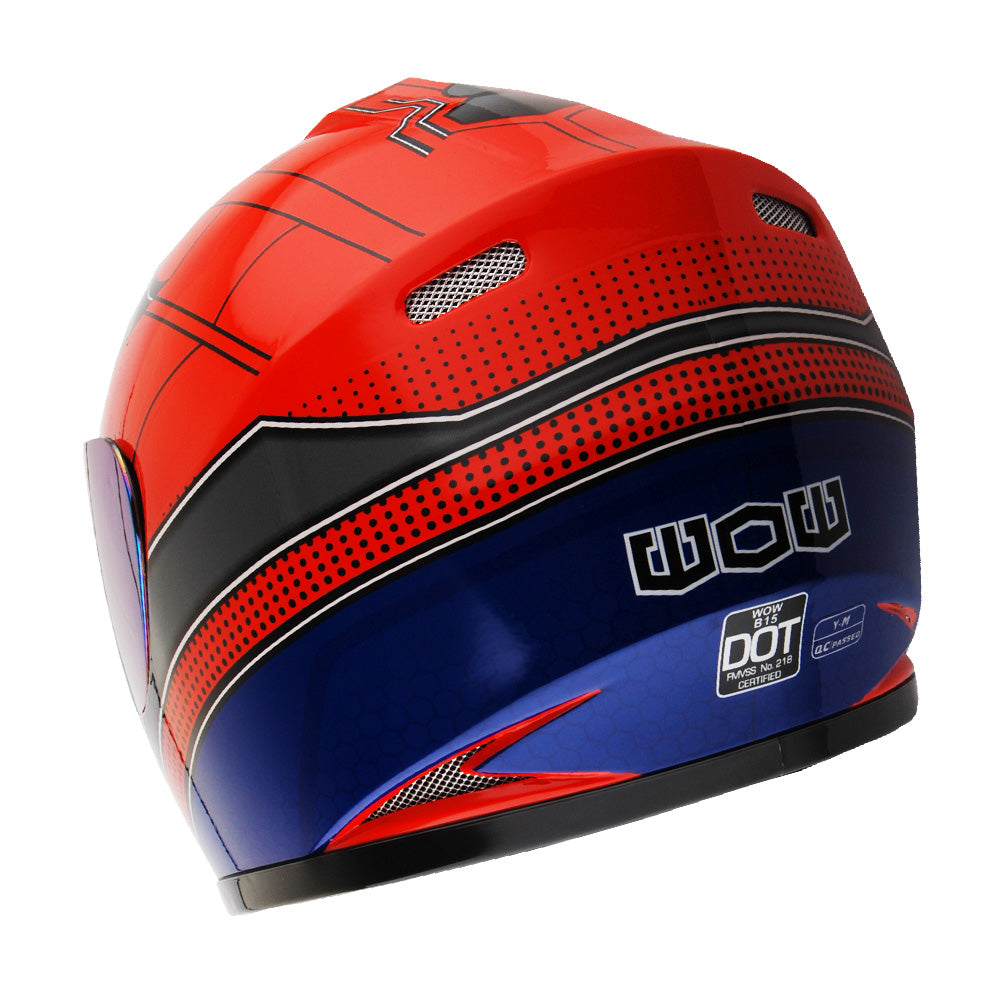 WOW Youth Motorcycle Full Face Helmet Street Bike BMX MX  Kids Shark + MX Skeleton Glove Bundle: HKY-B15