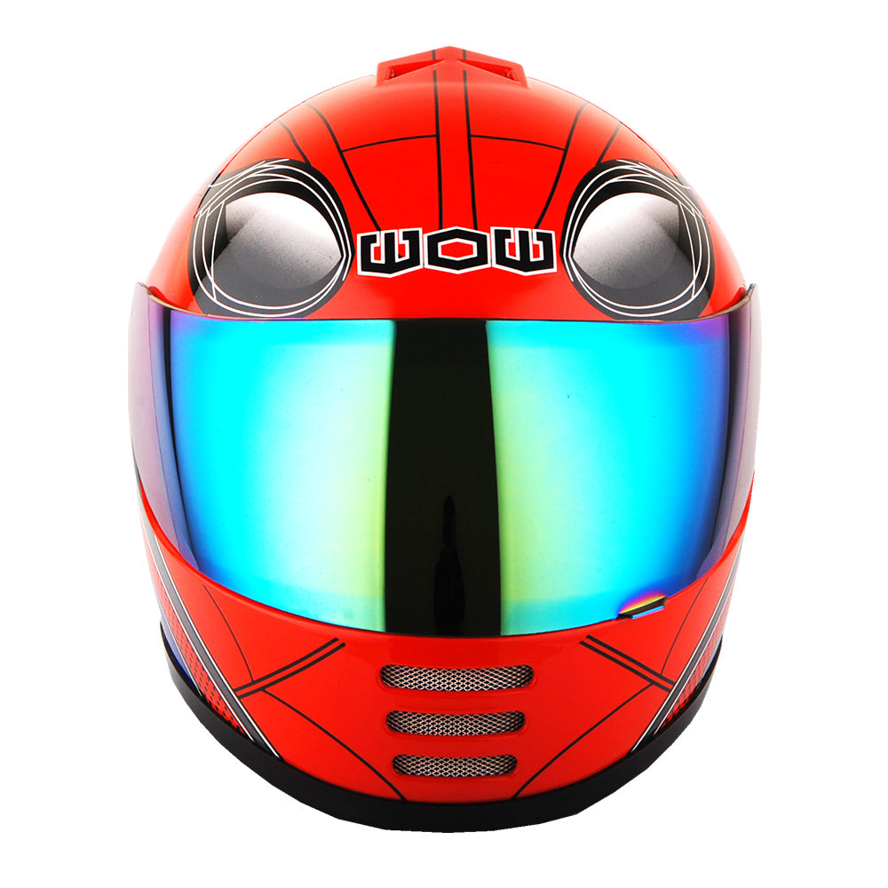 WOW Youth Motorcycle Full Face Helmet Street Bike BMX MX  Kids Shark + MX Skeleton Glove Bundle: HKY-B15