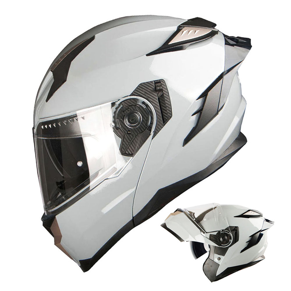 1Storm Motorcycle Modular Full Face Helmet Flip up Dual Visor Anti Fog Pinlock: JHA119 Glossy Orange / XL( 61-62 cm 23.8/24.2 Inch )