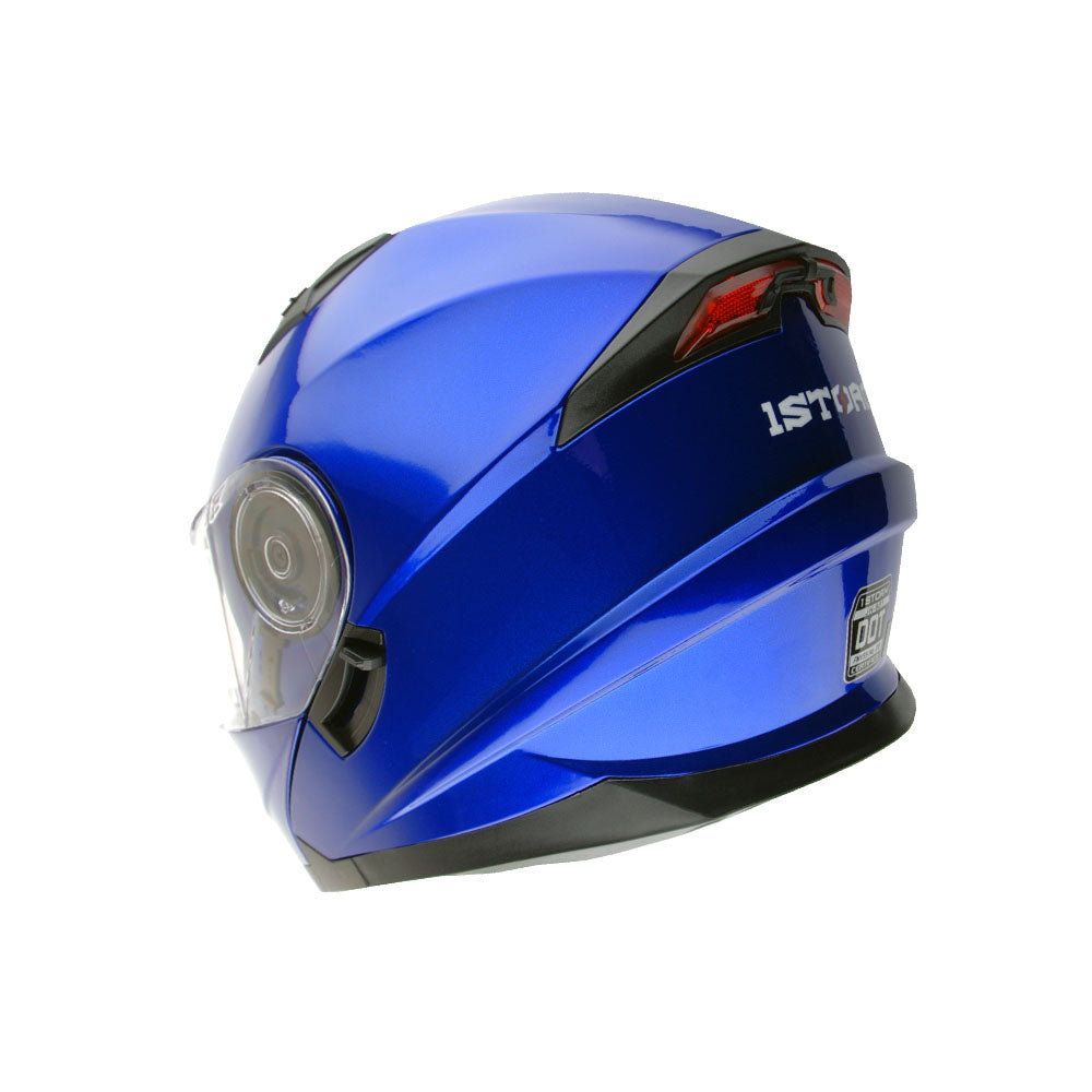1Storm New Motorcycle Bike Modular Full Face Helmet Dual Visor Sun Shield with LED Tail Light + Motorcycle Bluetooth Headset: Modular901