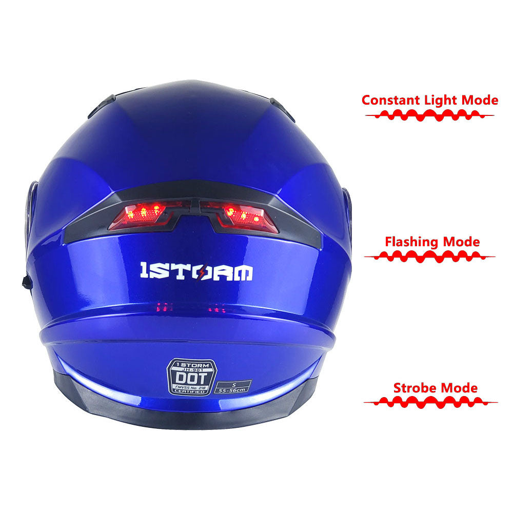 1Storm Motorcycle Modular Dual Visor Modular901 with LED Tail Light