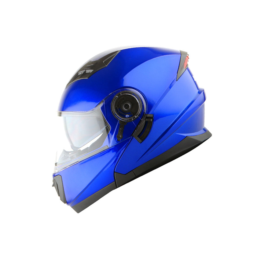 1Storm New Motorcycle Bike Modular Full Face Helmet Dual Visor Sun Shield with LED Tail Light + Motorcycle Bluetooth Headset: Modular901