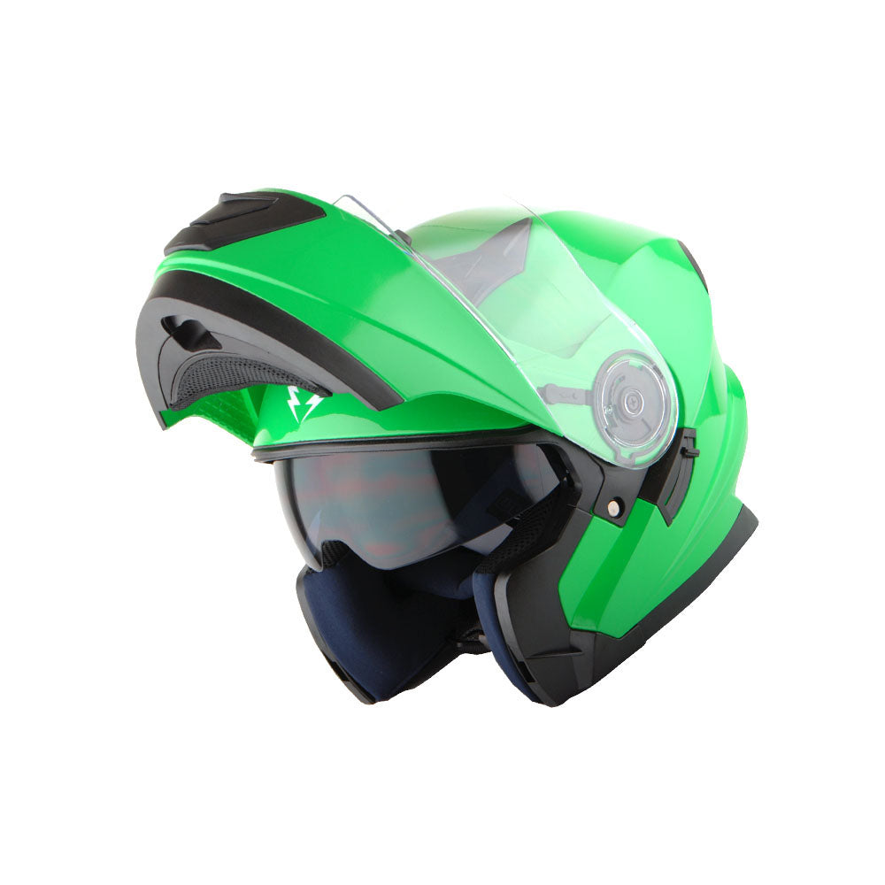 1Storm New Motorcycle Bike Modular Full Face Helmet Dual Visor Sun Shield with LED Tail Light + Motorcycle Bluetooth Headset: Modular901