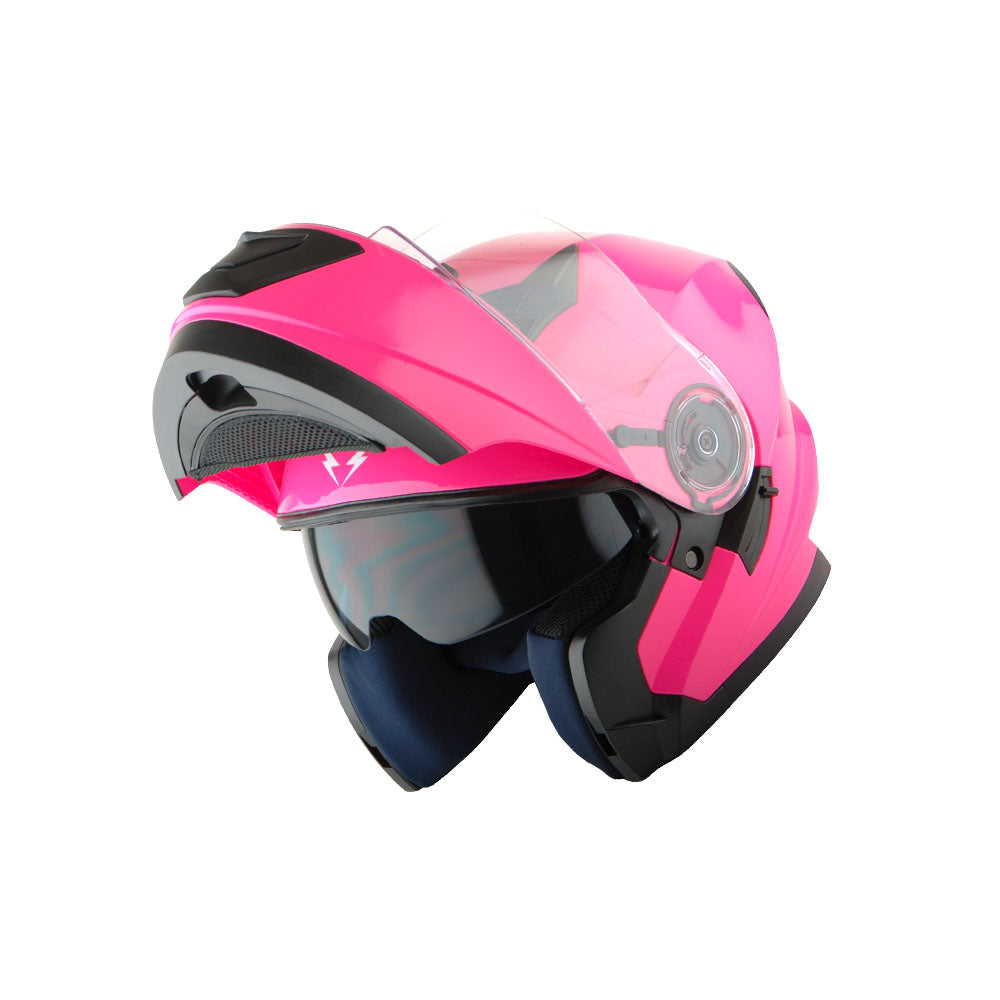 1Storm New Motorcycle Bike Modular Full Face Helmet Dual Visor Sun Shield with LED Tail Light + Motorcycle Bluetooth Headset: Modular901