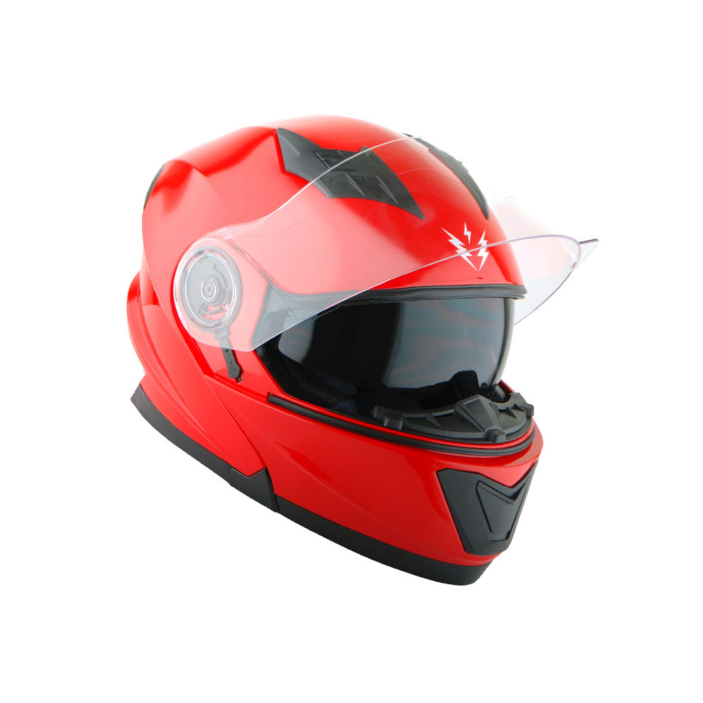 1Storm New Motorcycle Bike Modular Full Face Helmet Dual Visor Sun Shield with LED Tail Light + Motorcycle Bluetooth Headset: Modular901
