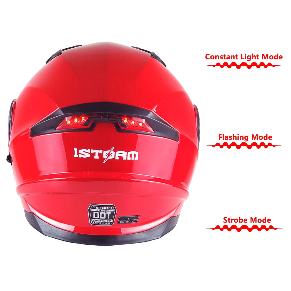 1Storm Motorcycle Modular Dual Visor Modular901 with LED Tail Light