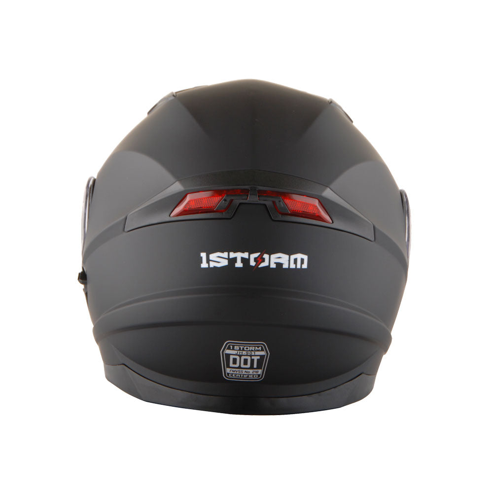 1Storm New Motorcycle Bike Modular Full Face Helmet Dual Visor Sun Shield with LED Tail Light + Motorcycle Bluetooth Headset: Modular901