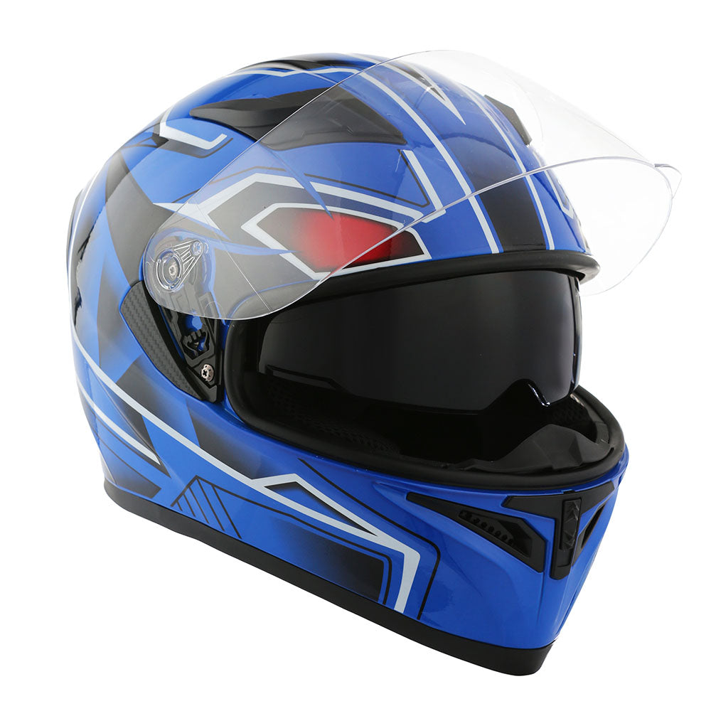 1Storm Motorcycle Full Face Flip up Dual Visor Helmet + Spoiler + Motorcycle Bluetooth Headset: HJK316