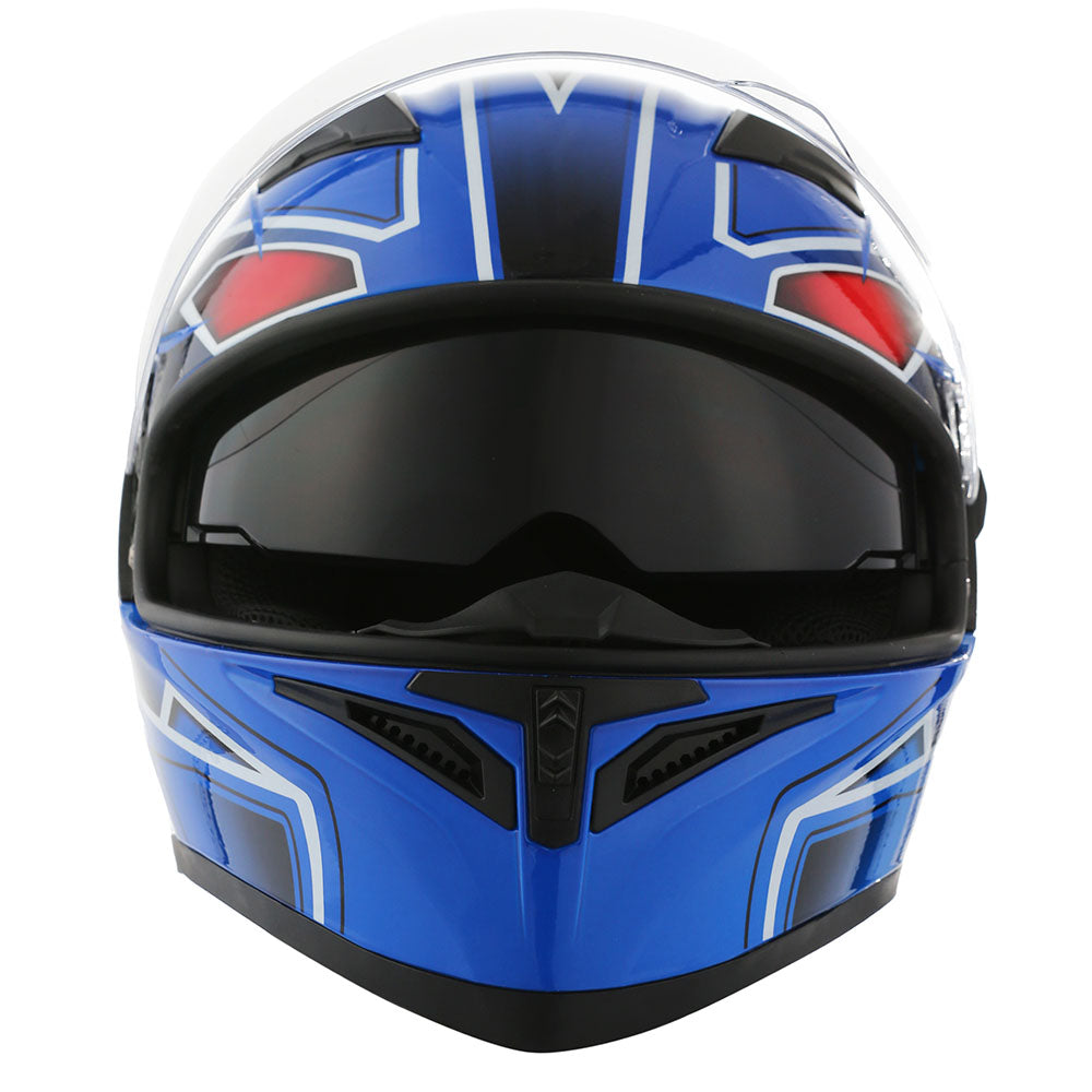 1Storm Motorcycle Full Face Flip up Dual Visor Helmet + Spoiler + Motorcycle Bluetooth Headset: HJK316