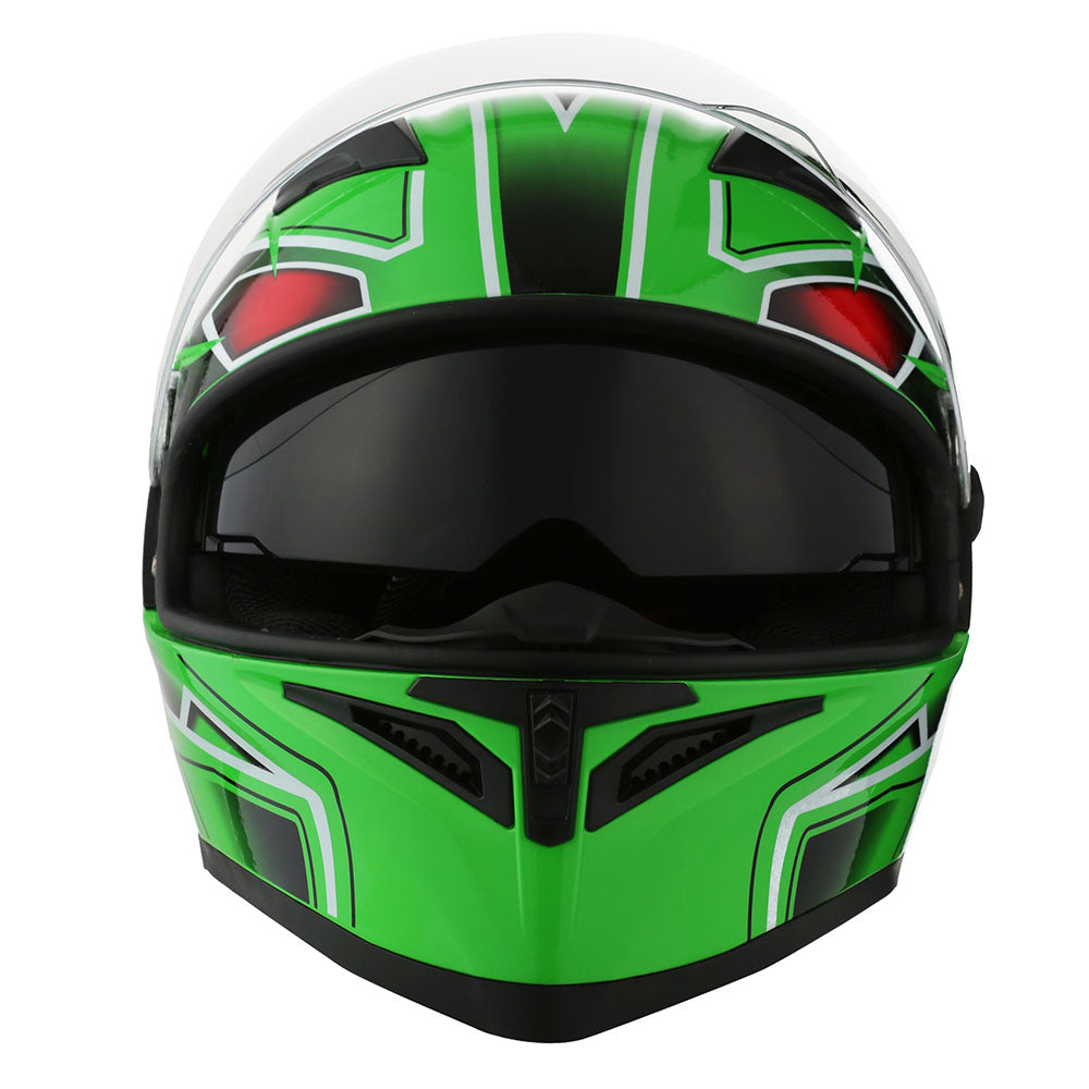 1Storm Motorcycle Full Face Flip up Dual Visor Helmet + Spoiler + Motorcycle Bluetooth Headset: HJK316
