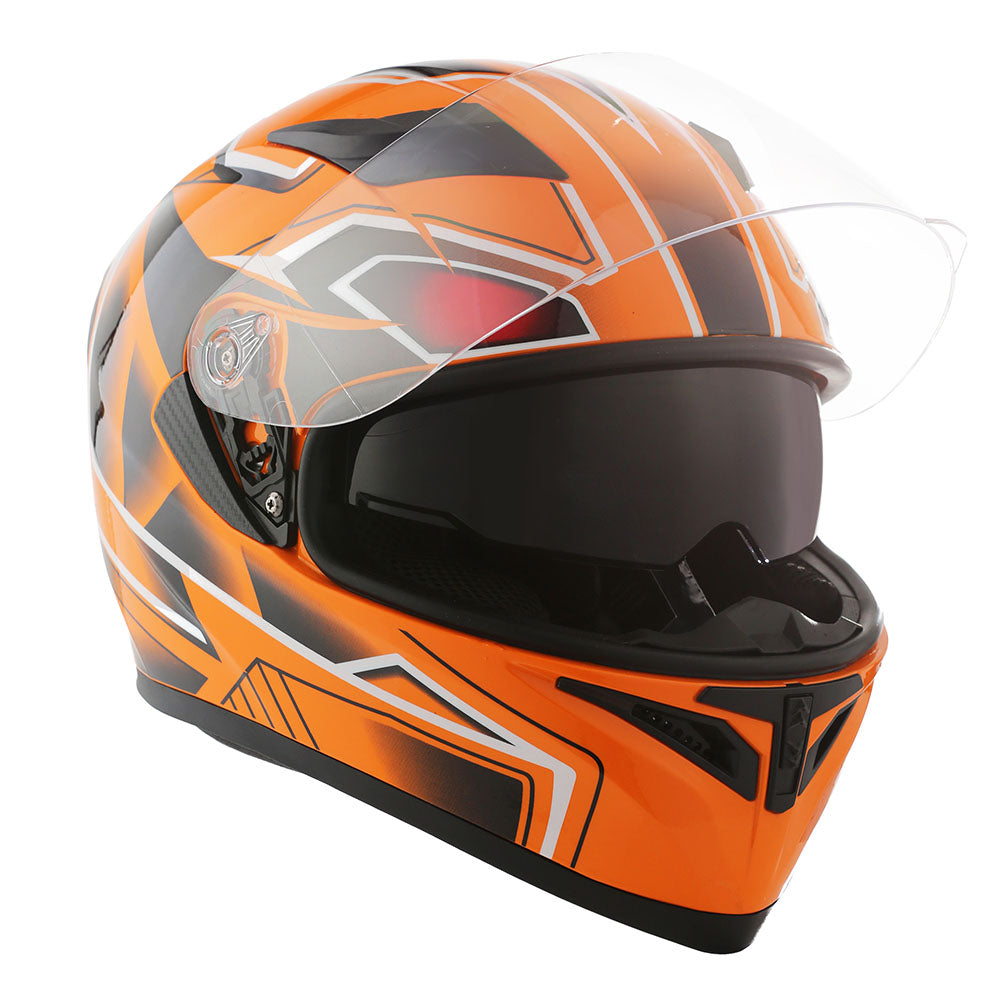 1Storm Motorcycle Full Face Flip up Dual Visor Helmet + Spoiler + Motorcycle Bluetooth Headset: HJK316
