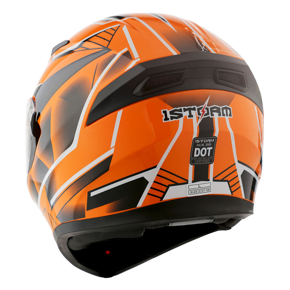 1Storm Motorcycle Full Face Flip up Dual Visor Helmet + Spoiler + Motorcycle Bluetooth Headset: HJK316