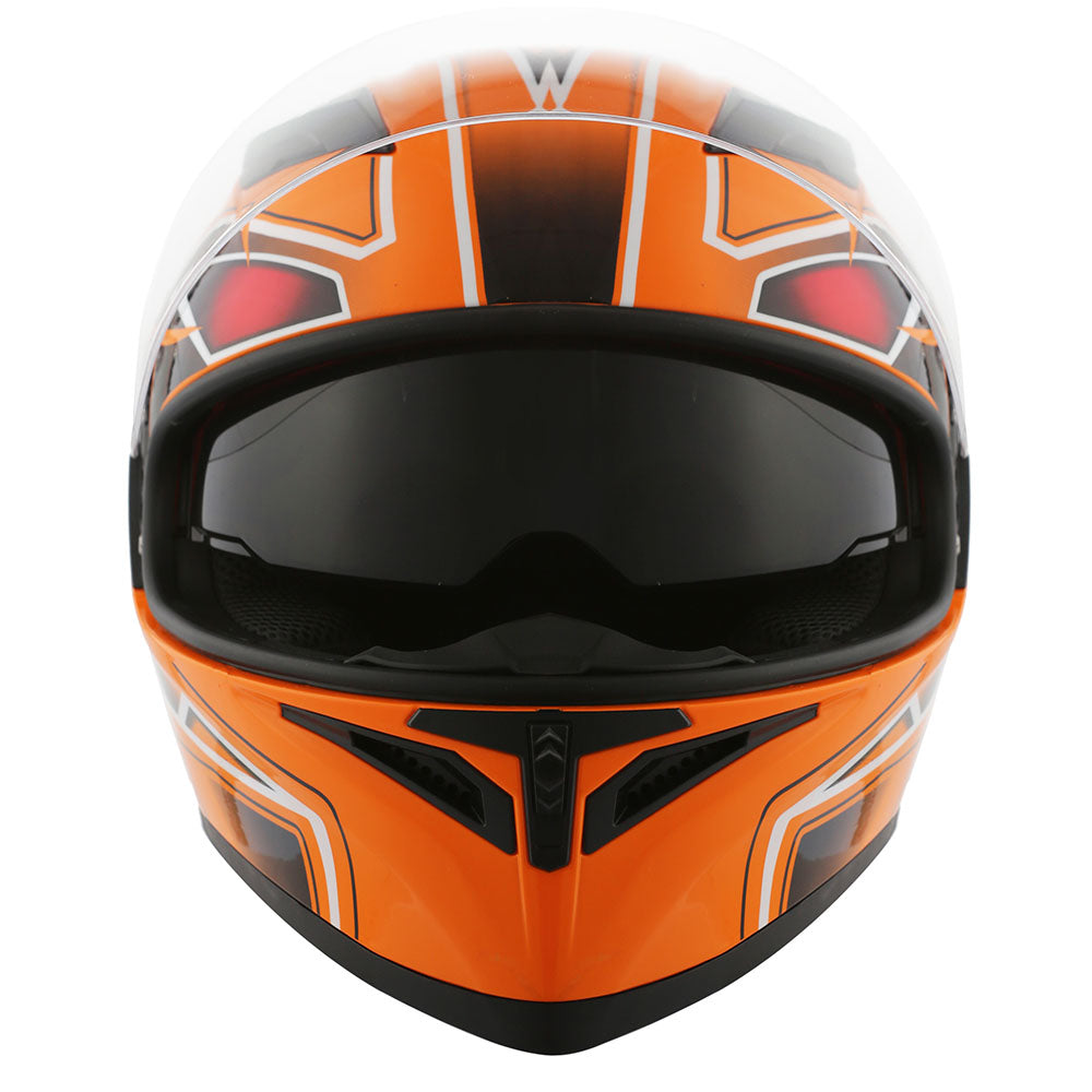 1Storm Motorcycle Full Face Flip up Dual Visor Helmet + Spoiler + Motorcycle Bluetooth Headset: HJK316
