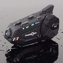 FreedConn Motocycle Helmet Waterproof Wireless Bluetooth Headset & 1080P Camera Recorder R1 Plus E/Dash Cam Camera/FM Radio/1000M Intercom/6 Riders Intercom/2 in 1 microphone;