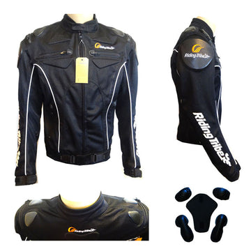 NEW Motorcycle Motorcross MX Armor Touring Sport Bike Textile Jacket RidingTribe_TX_08 Black