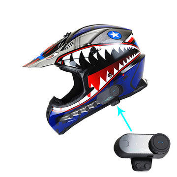 1Storm Adult Motocross Helmet BMX MX ATV Dirt Bike Downhill Mountain Bike Helmet Racing Style HKY_SC09S + Motorcycle Bluetooth Headset