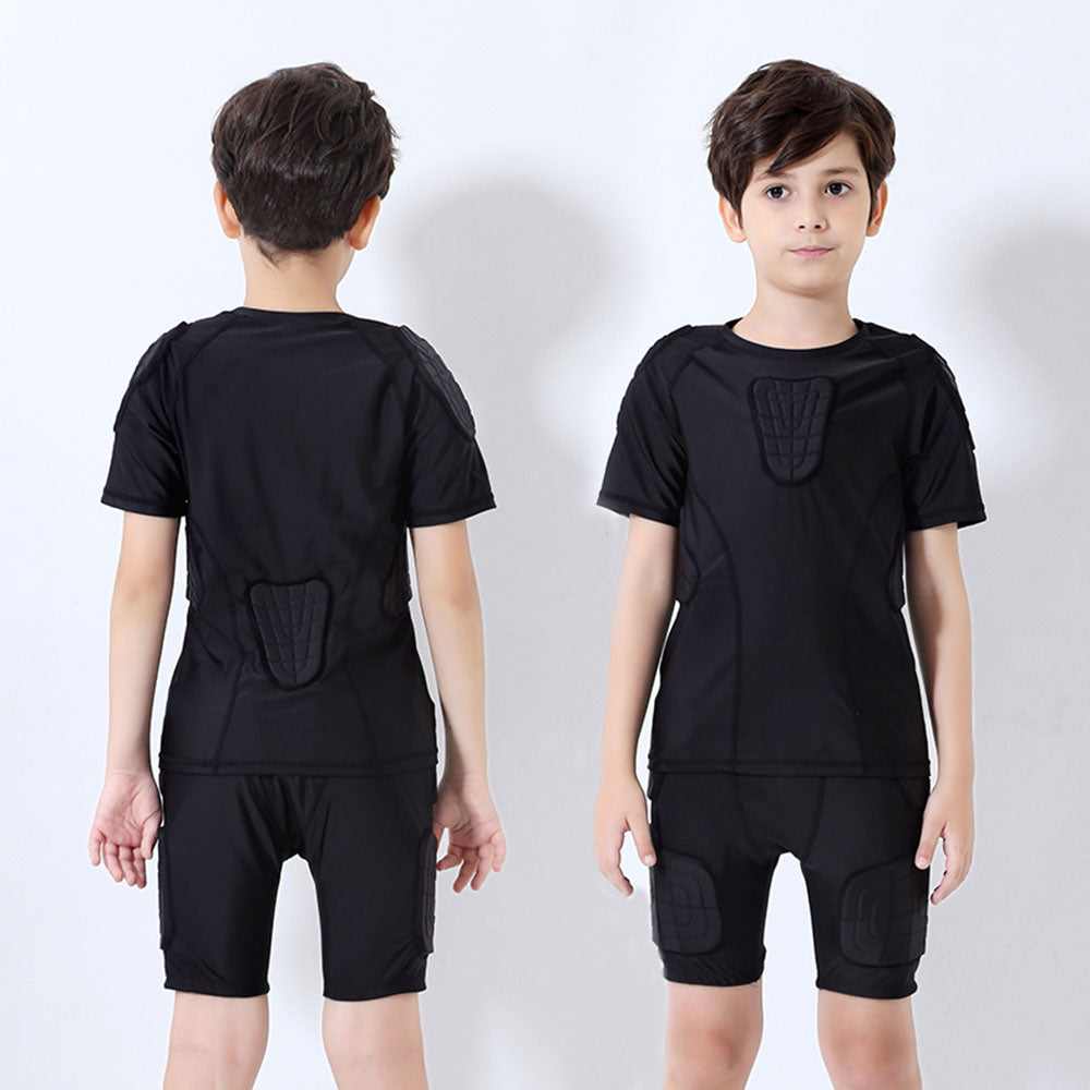 Youth Kids Lycra+EVA Anti-Collision Protective Short Shirt/Pant for Football Baseball Basketball Bike Rugby Snowboard Ski Volleyball