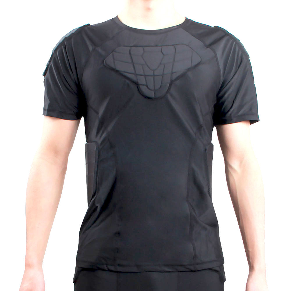 1Storm Men Lycra+EVA Anti-Collision Chest Protective Black Short Shirt/Pant for Football Baseball Basketball Bike Rugby Snowboard Ski Volleyball