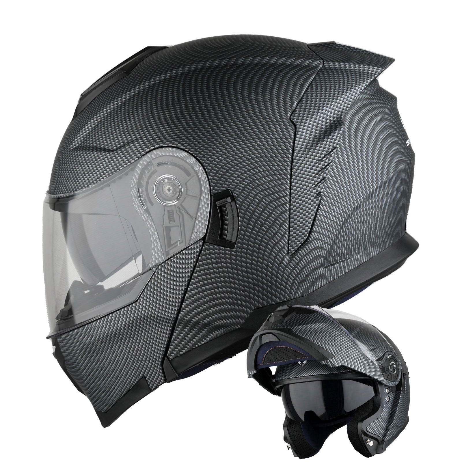 1Storm Motorcycle Street Bike Modular/Flip up Dual Visor Sun Shield Full Face Helmet: HJK920