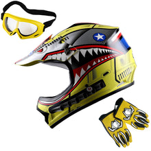 WOW Youth Motocross Helmet Kids Motorcycle Helmet HBOY + Goggles + MG Youth Glove Bundle