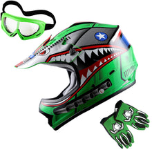 WOW Youth Motocross Helmet Kids Motorcycle Helmet HBOY + Goggles + MG Youth Glove Bundle