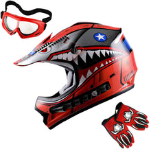 WOW Youth Motocross Helmet Kids Motorcycle Helmet HBOY + Goggles + MG Youth Glove Bundle