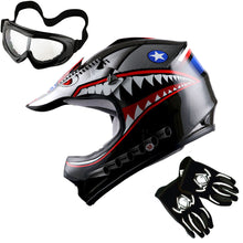 WOW Youth Motocross Helmet Kids Motorcycle Helmet HBOY + Goggles + MG Youth Glove Bundle