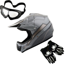 WOW Youth Kids Motocross BMX MX ATV Dirt Helmet HJOY + Goggles + MG Youth Glove Bundle