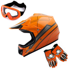WOW Youth Kids Motocross BMX MX ATV Dirt Helmet HJOY + Goggles + MG Youth Glove Bundle