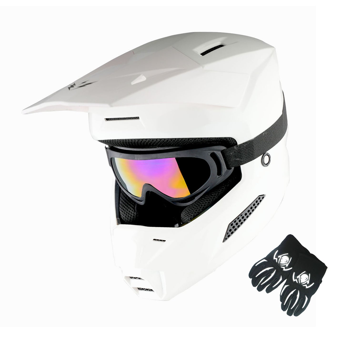 1Storm New Youth Kids BMX MX Bike Helmet Motocross Helmet Teenager T602 + Goggles + Gloves Bundle