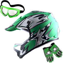 WOW Youth Motocross Helmet Kids Motorcycle Helmet HBOY + Goggles + MG Youth Glove Bundle