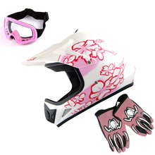 WOW Youth Kids Motocross BMX MX ATV Dirt Helmet HJOY + Goggles + MG Youth Glove Bundle