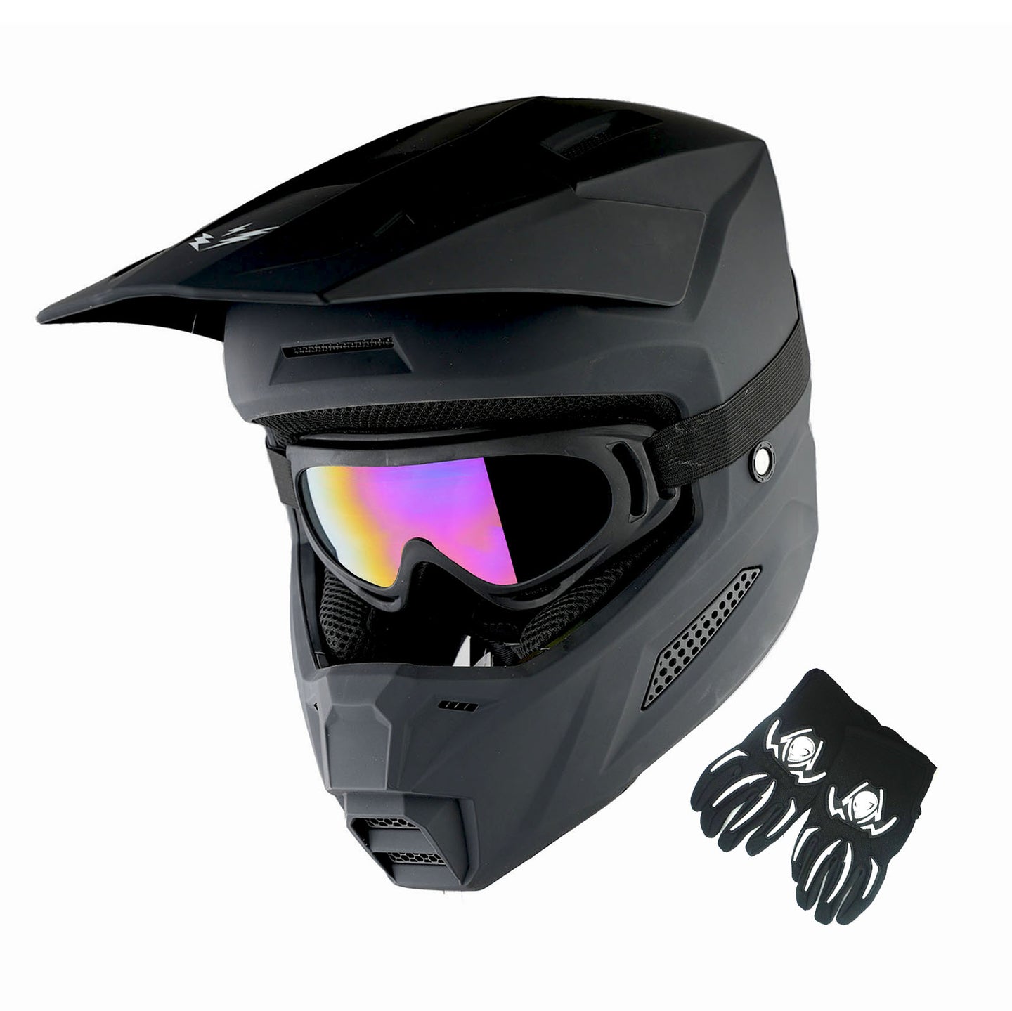 1Storm New Youth Kids BMX MX Bike Helmet Motocross Helmet Teenager T602 + Goggles + Gloves Bundle