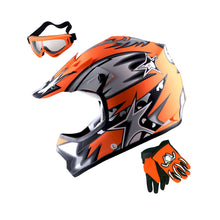 WOW Youth Motocross Helmet Kids Motorcycle Helmet HBOY + Goggles + MG Youth Glove Bundle